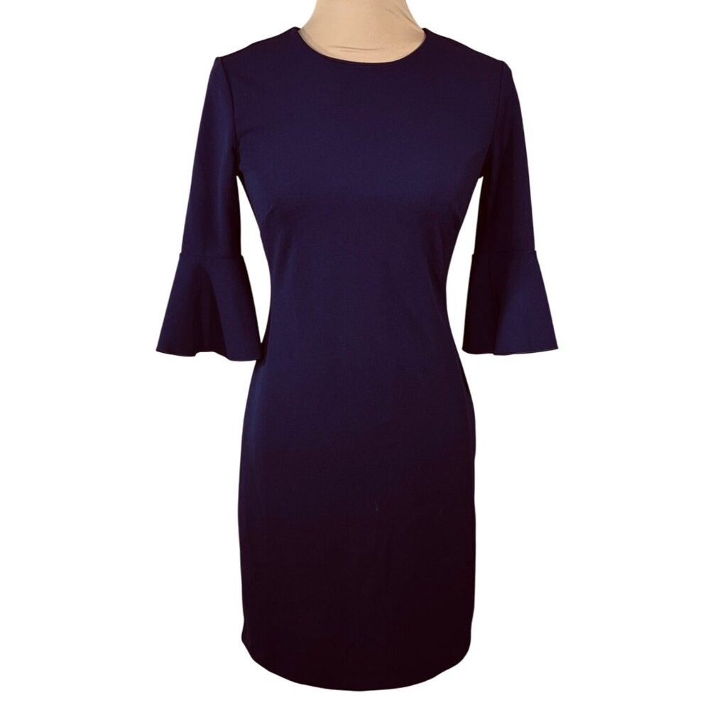 New Banana Republic Ponte Dress Purple Size 0 Flutter Sleeve Stretch